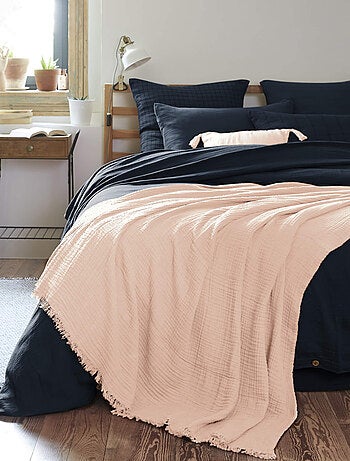 Plaid gaze de coton à franges - Terre de Nuit