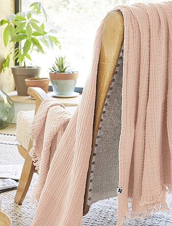 Plaid gaze de coton à franges - Terre de Nuit