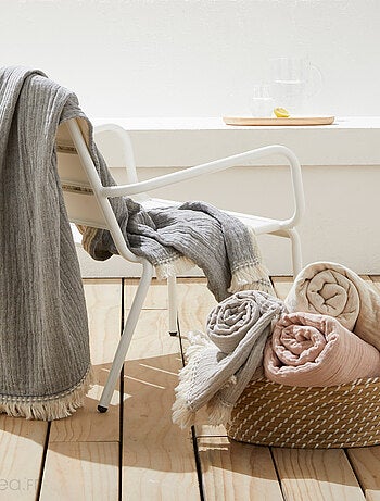 Plaid gaze de coton bi-colore VENCE