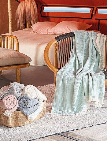 Plaid gaze de coton bi-colore VENCE