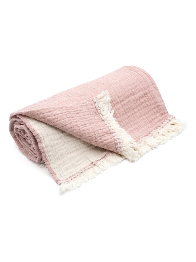 Plaid gaze de coton bi-colore VENCE Rose - Kiabi