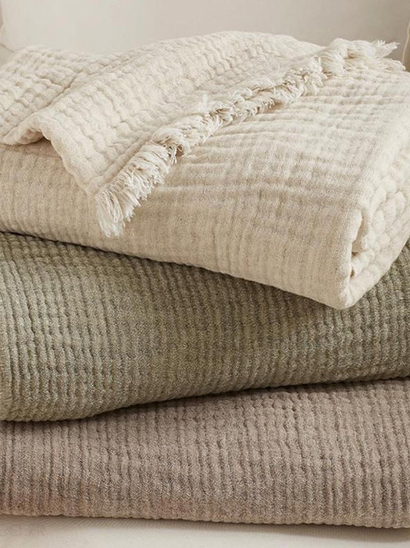 Plaid gaze de coton et laine ESTRELA Marron foncé - Kiabi