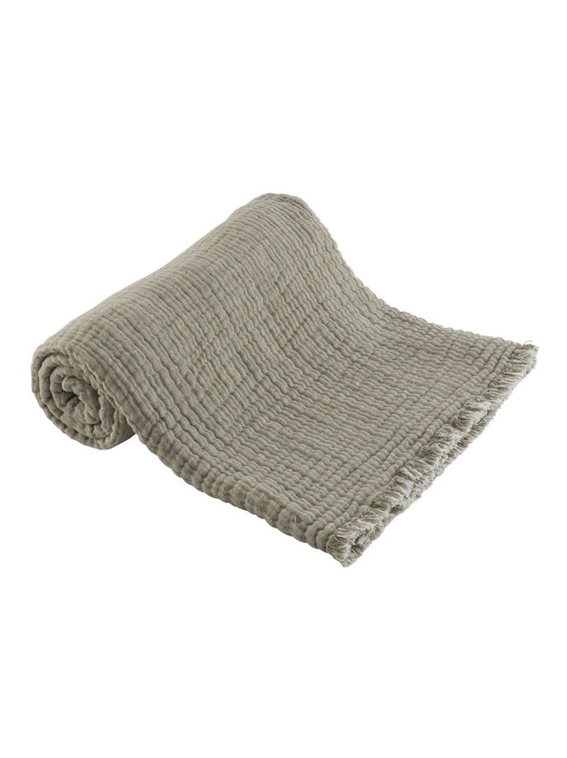 Plaid gaze de coton et laine ESTRELA Vert clair - Kiabi