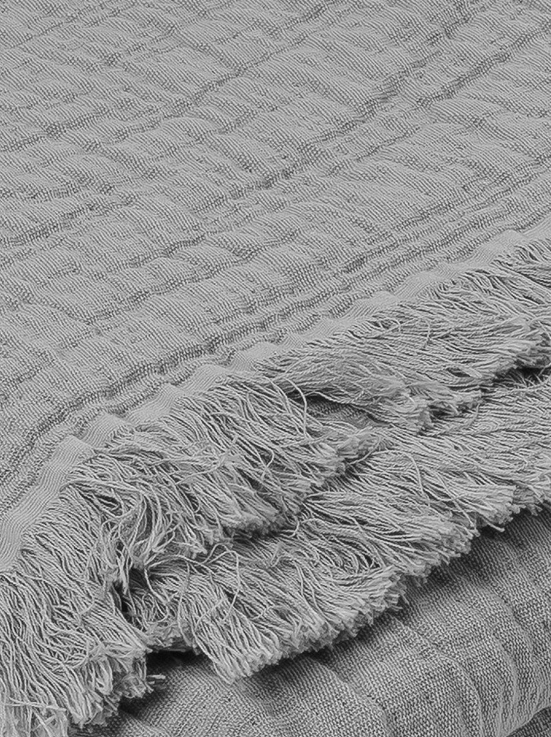 Plaid gaze de coton matelassé Gris - Kiabi