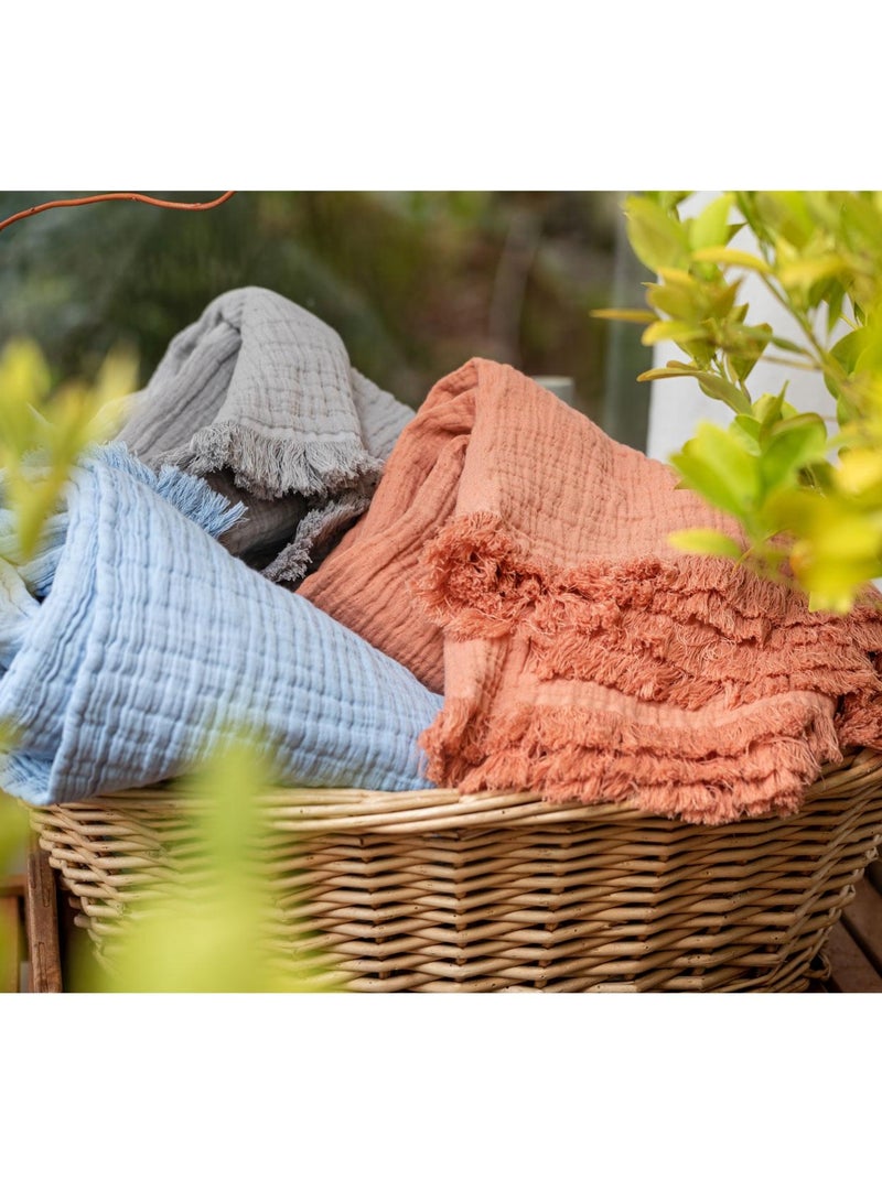 Plaid gaze de coton matelassé Gris - Kiabi