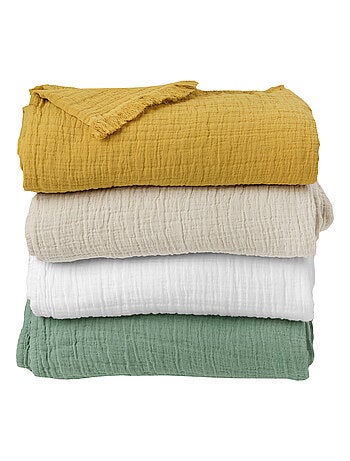 Plaid gaze de coton matelassé