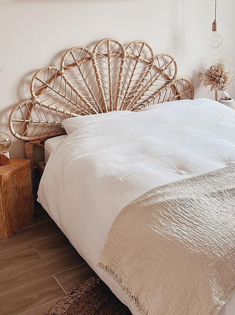 Plaid gaze de coton matelassé Gris tourterelle - Kiabi