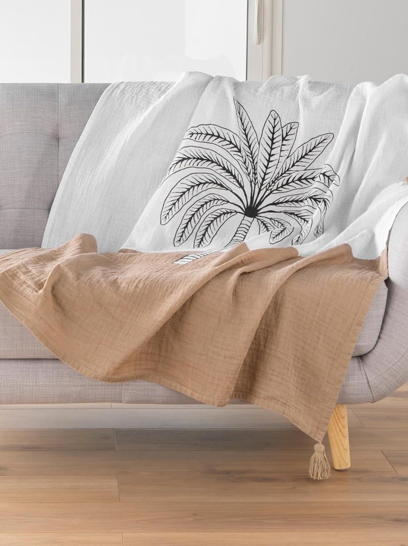 Plaid Gaze de coton OASIA Douceur d'Intérieur Beige - Kiabi