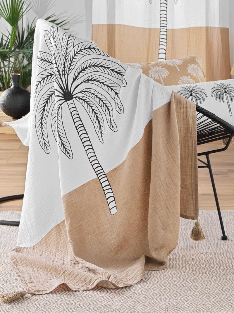 Plaid Gaze de coton OASIA Douceur d'Intérieur Beige - Kiabi