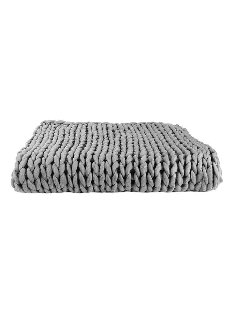 Plaid grosse maille CHUNKY Gris - Kiabi