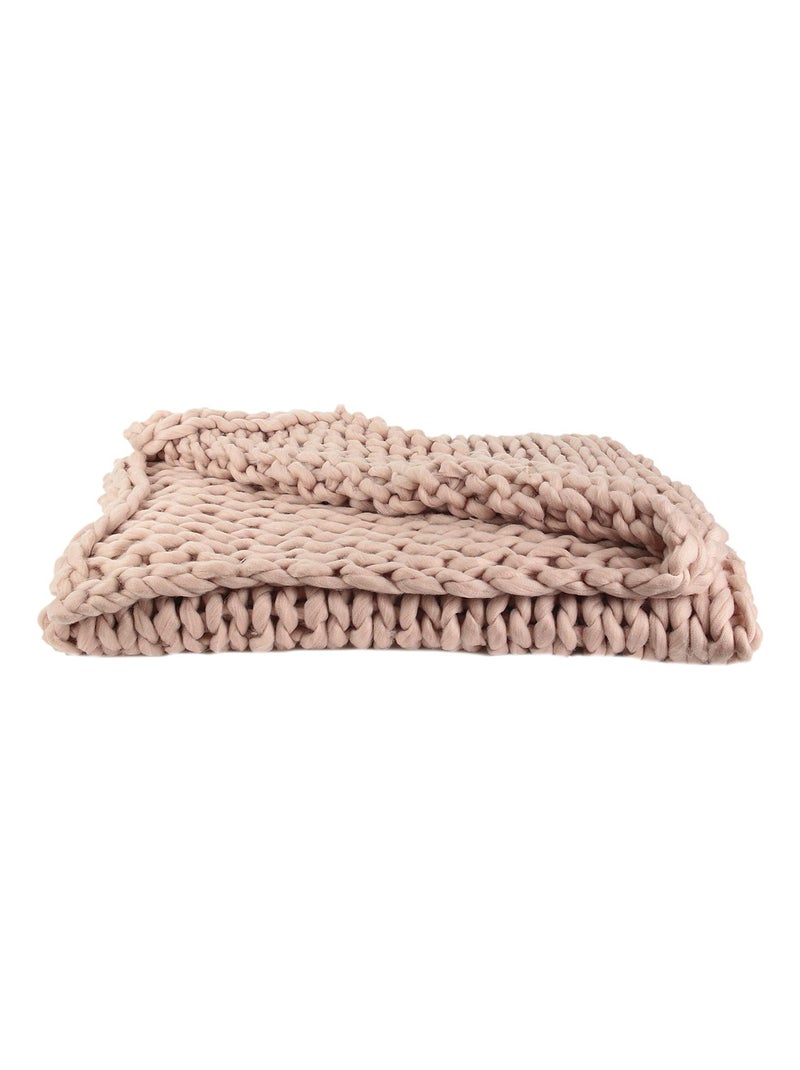 Plaid grosse maille CHUNKY Rose - Kiabi