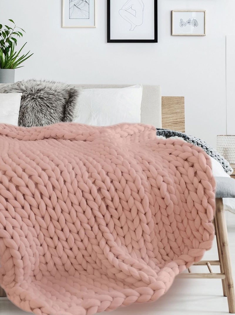 Plaid grosse maille Chunky Rose - Kiabi