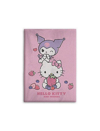 Plaid hello kitty - kuromi et hello kitty avec des fruits - 100 x140 cm