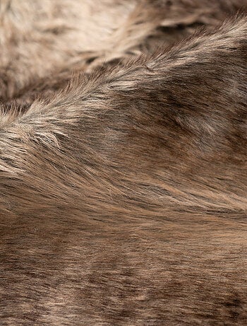 Plaid imitation fourrure - Effet loup brun doublé velours