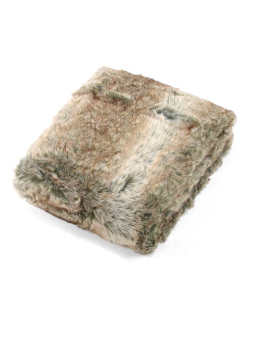 Plaid  imitation fourrure   - Effet loup brun doublé velours - Kiabi