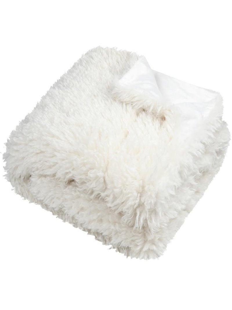 Plaid imitation fourrure  - Effet poils longs Blanc - Kiabi