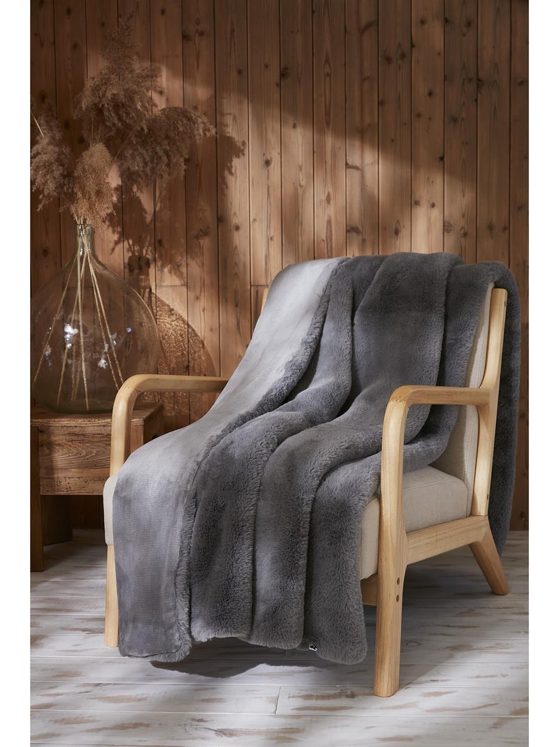 Plaid imitation fourrure - Ultra doux - Sven Gris clair - Kiabi