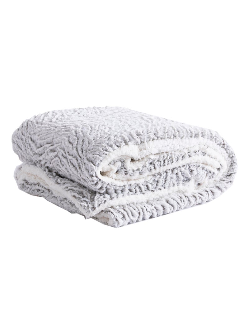 Plaid imitation fourrure 200x220"Deko&co" Gris - Kiabi
