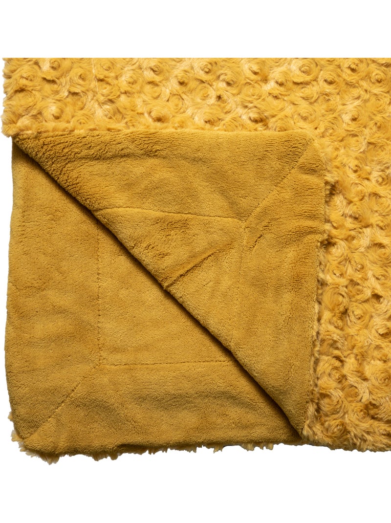 Plaid imitation fourrure BOUCLETTE Ocre - Kiabi