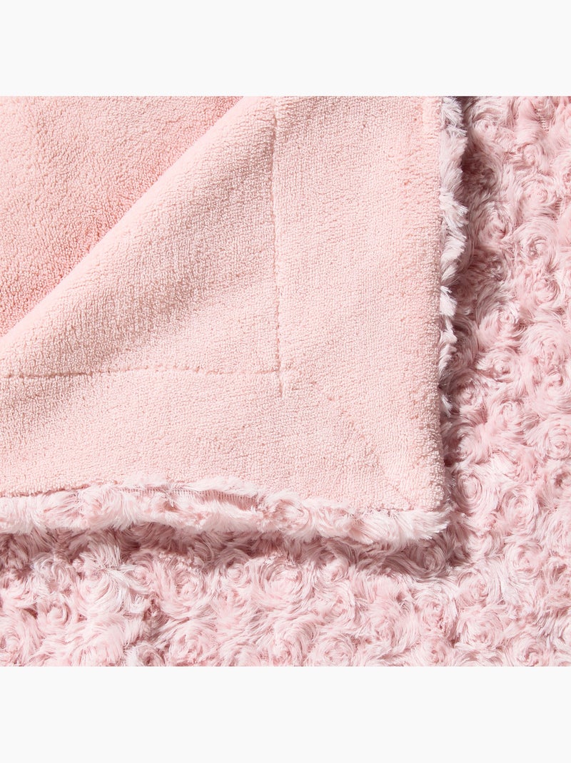 Plaid imitation fourrure BOUCLETTE Rose clair - Kiabi