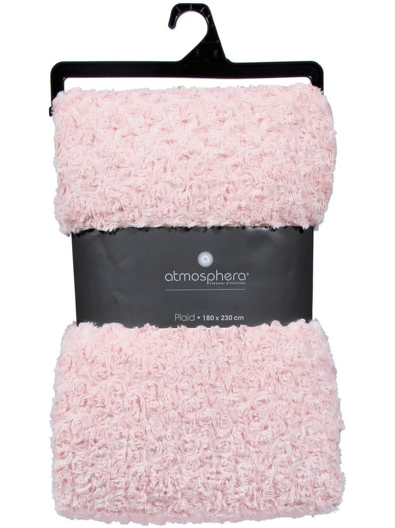 Plaid imitation fourrure BOUCLETTE Rose clair - Kiabi