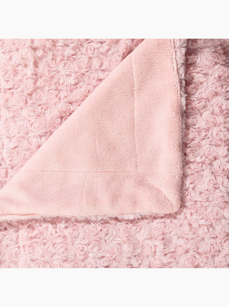 Plaid imitation fourrure BOUCLETTE Rose - Kiabi