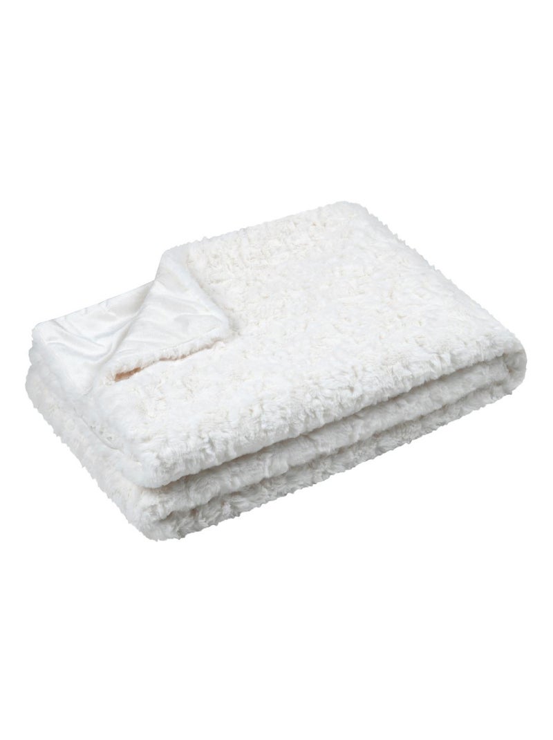 Plaid imitation fourrure chaud et moelleux Ecru - Kiabi