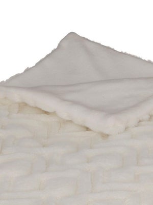 Couverture Douce En Flanelle Imitation Fourrure - 200x230cm, Beige à Rayures - Pour Canapé, Lit, Voyages