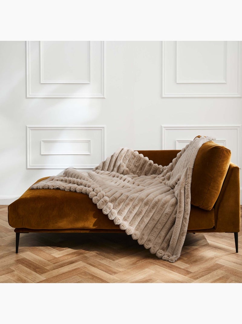 Plaid imitation fourrure/polaire – Boudoir Sable - Kiabi