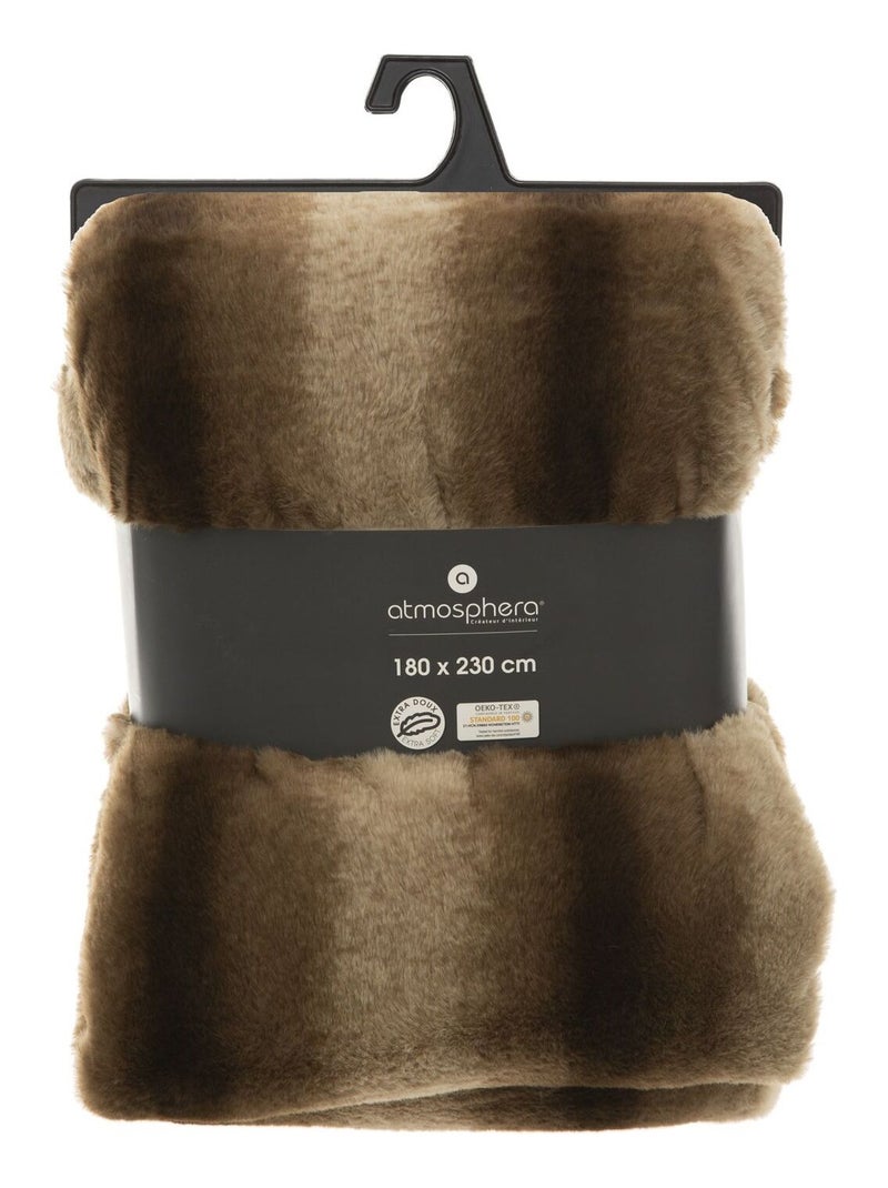 Plaid imitiation fourrure Grizzli Marron - Kiabi