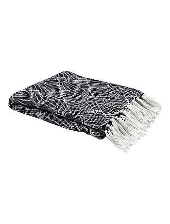 Plaid imprimé géométrique avec franges nouées JACQUARD