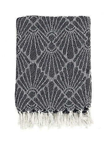 Plaid imprimé géométrique avec franges nouées JACQUARD