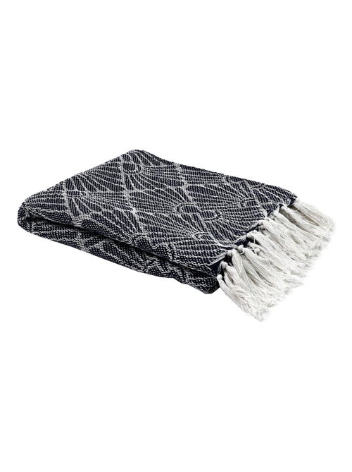 Plaid imprimé géométrique avec franges nouées JACQUARD - Kiabi Plaid imprimé géométrique avec franges nouées JACQUARD - Kiabi