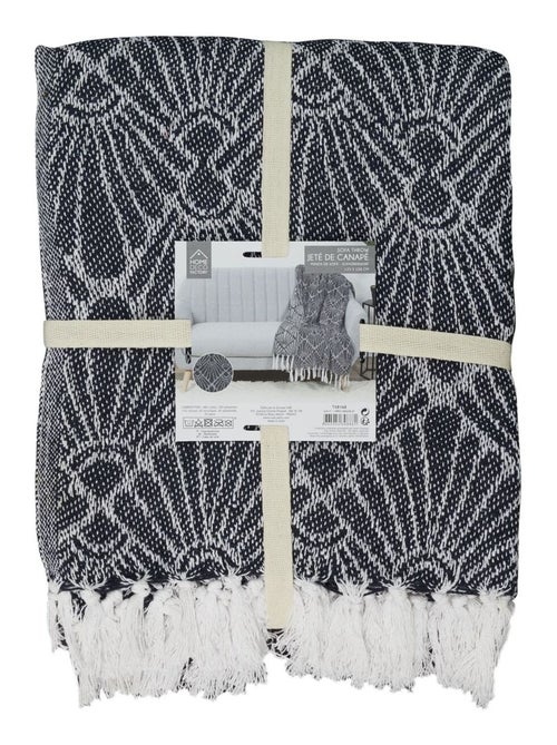 Plaid imprimé géométrique avec franges nouées JACQUARD - Kiabi Plaid imprimé géométrique avec franges nouées JACQUARD - Kiabi