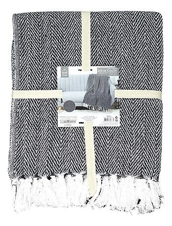Plaid imprimé géométrique avec franges nouées JACQUARD