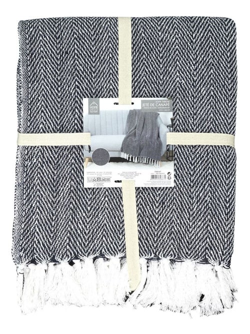 Plaid imprimé géométrique avec franges nouées JACQUARD - Kiabi Plaid imprimé géométrique avec franges nouées JACQUARD - Kiabi