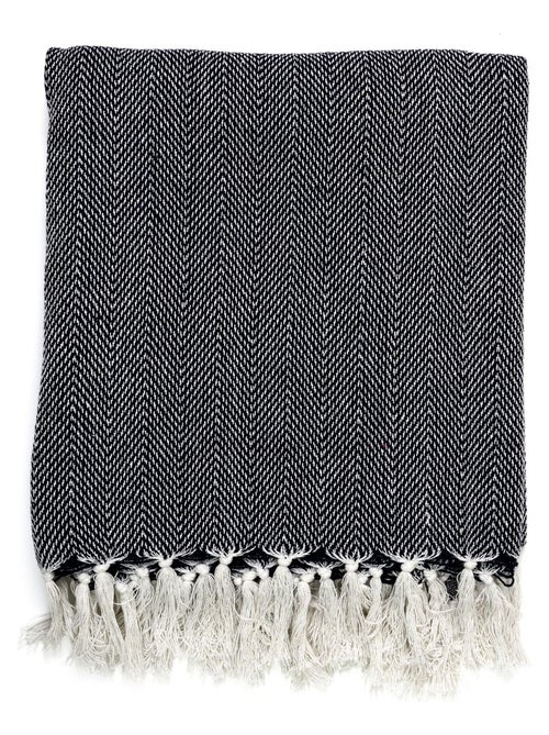 Plaid imprimé géométrique avec franges nouées JACQUARD - Kiabi Plaid imprimé géométrique avec franges nouées JACQUARD - Kiabi