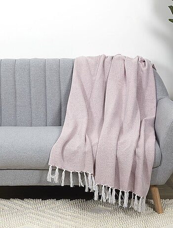 Plaid imprimé géométrique avec franges nouées JACQUARD