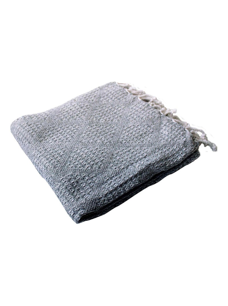 Plaid jacquard à franges Gris clair - Kiabi