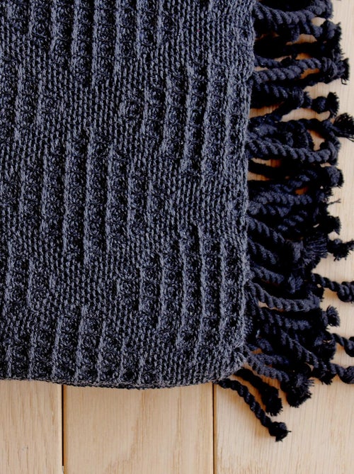 Plaid jacquard à franges - Kiabi