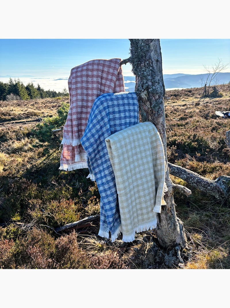 Plaid jacquard vichy en coton Beige - Kiabi