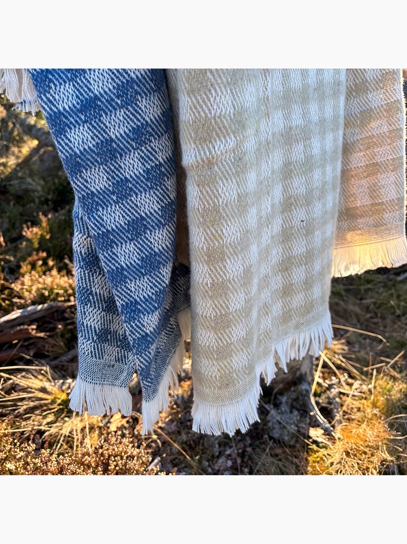 Plaid jacquard vichy en coton Bleu - Kiabi
