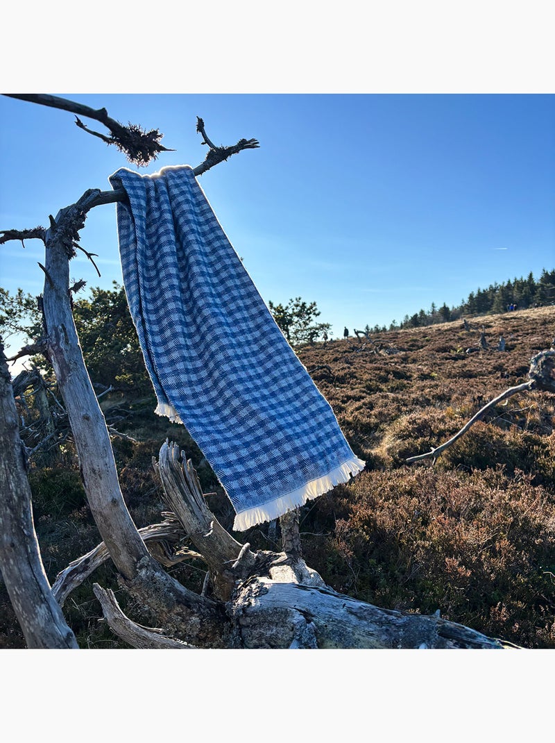 Plaid jacquard vichy en coton Bleu - Kiabi