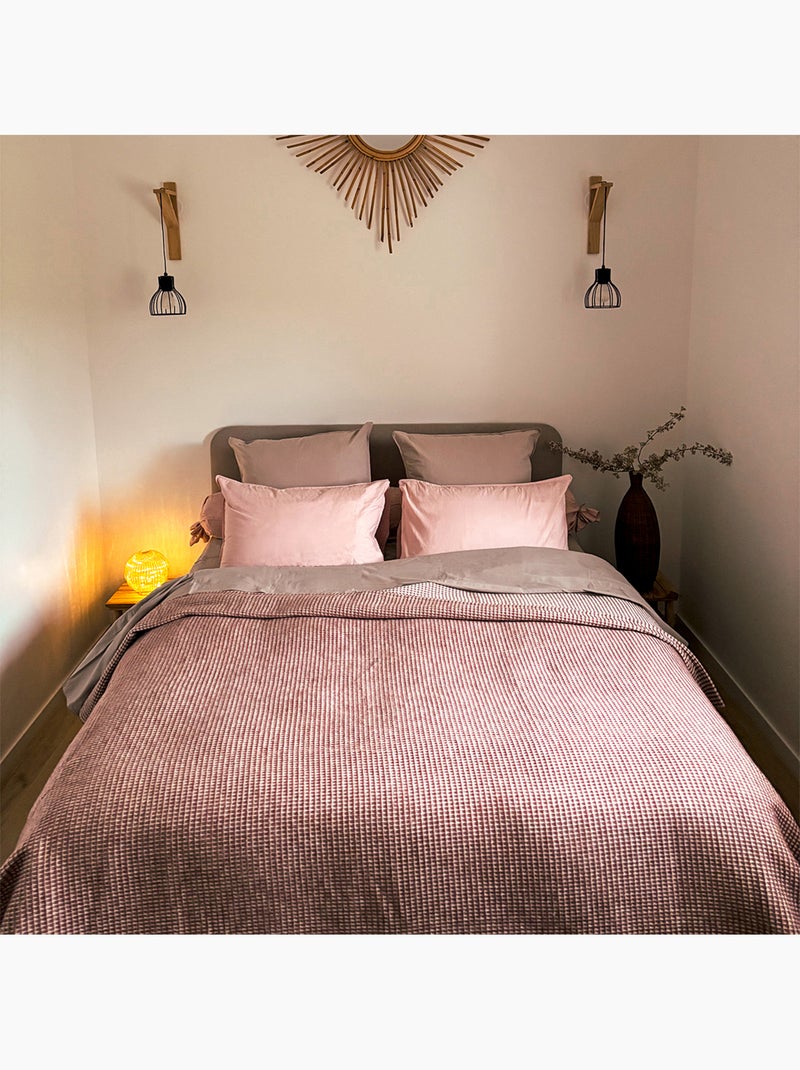 Plaid jacquard vichy en coton Terracotta - Kiabi