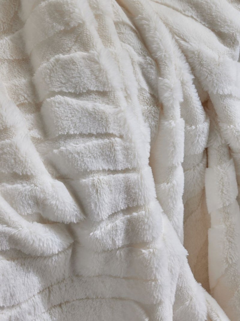Plaid jacquard zébré MATCHA Blanc - Kiabi