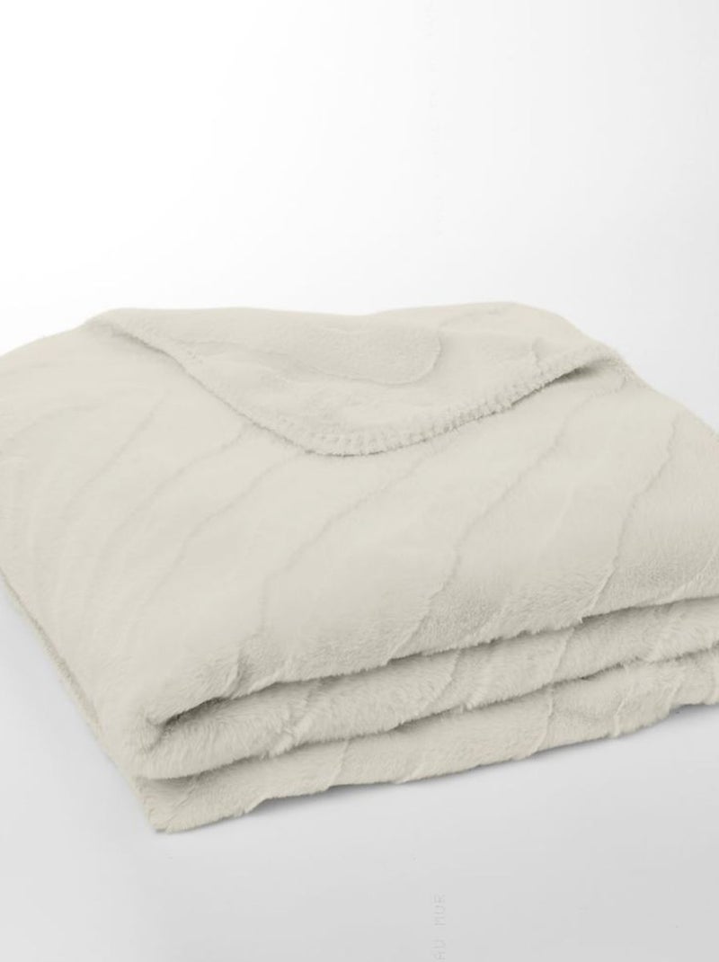 Plaid jacquard zébré MATCHA Blanc - Kiabi