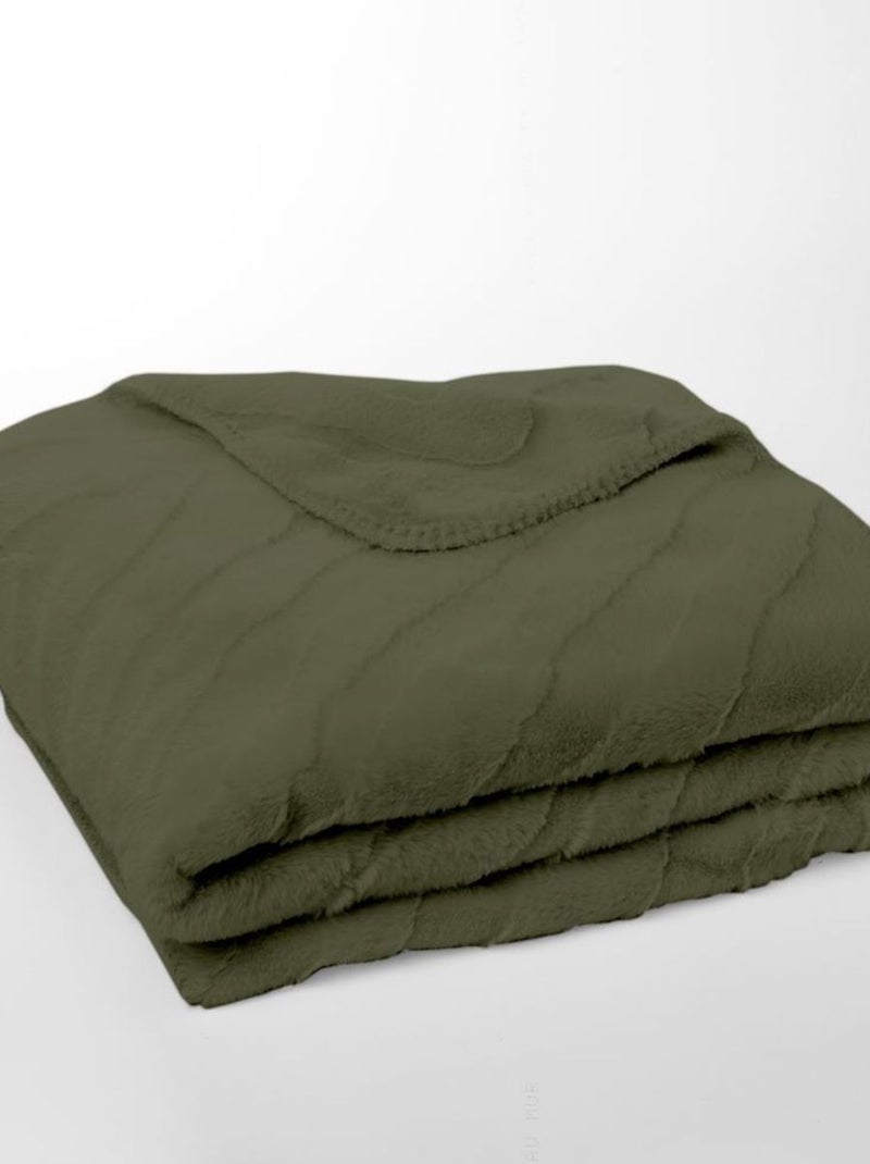 Plaid jacquard zébré MATCHA Vert - Kiabi