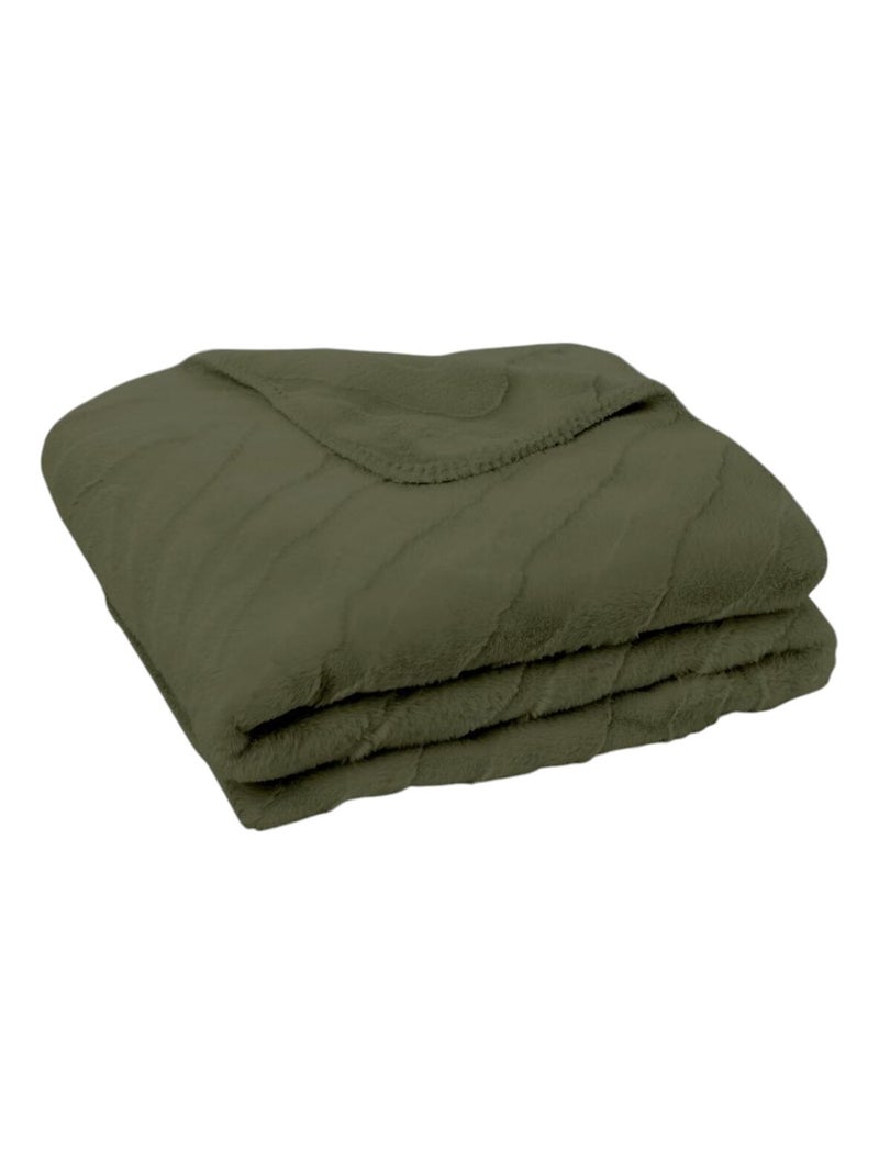 Plaid jacquard zébré MATCHA Vert - Kiabi