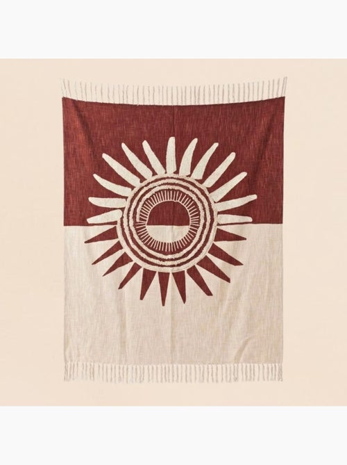 Plaid jeté de canapé coton flammé soleil terracotta 125x150cm - Kiabi