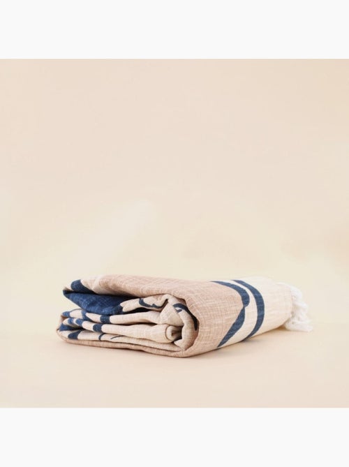 Plaid jeté de canapé en coton flammé imprimé coquillages 150x150cm - Kiabi Plaid jeté de canapé en coton flammé imprimé coquillages 150x150cm - Kiabi